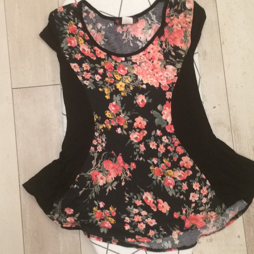 Floral and black shirt